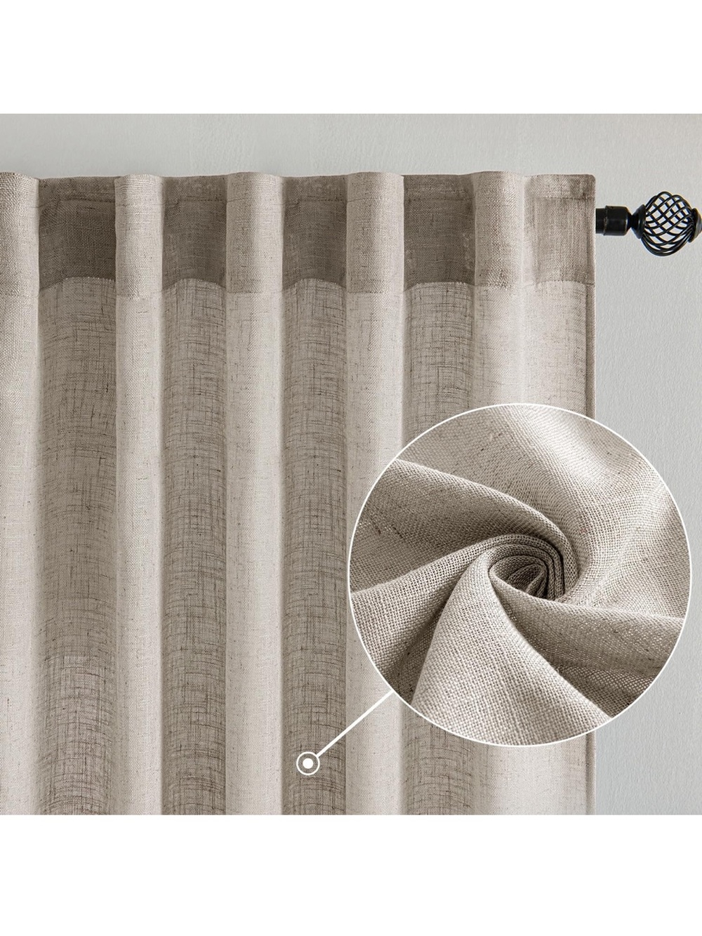 MIULEE Burlywood Birch Linen Curtains 52x90 Inch Long 2 Panels for Bedroom